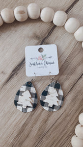 Layered plaid tree earrings