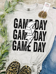 Game day Volleyball Lightning Bolt Grey Tee