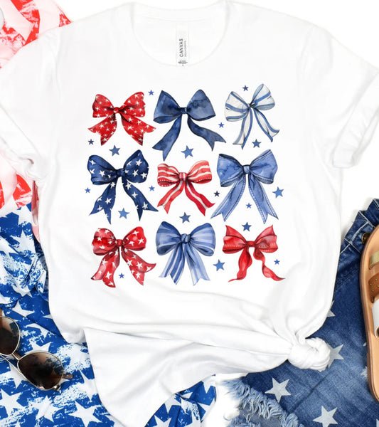 4th of July Bow Tee - Adult & Toddler