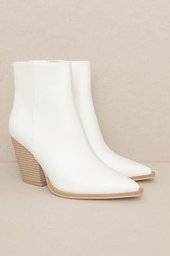 Western White Ankle Boots