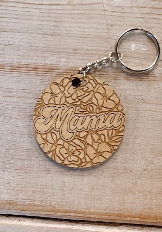 Wooden "mama" keychain