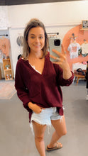 Load image into Gallery viewer, Maroon waffle top