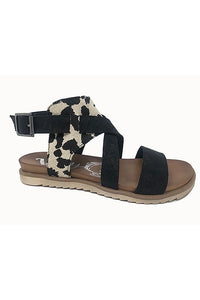 Cow Print Ankle Strap Sandals