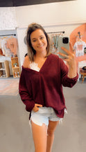 Load image into Gallery viewer, Maroon waffle top