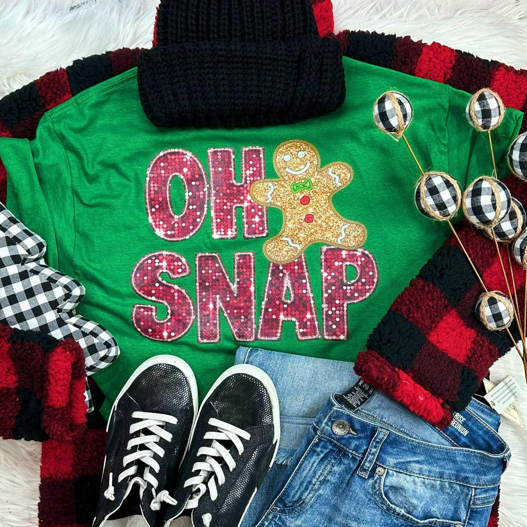 Faux Sequins Oh Snap Gingerbread Tee