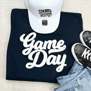 White Gameday (no sport) Chenille Tee + Sweatshirt (Multiple Color Options)