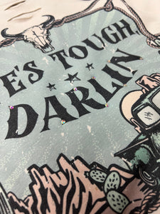 Life’s Tough Darlin *Distressed* and *Embellished* Stone Grey Tee