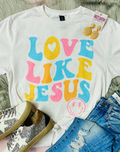 Load image into Gallery viewer, Colorful Love Like Jesus White Tee