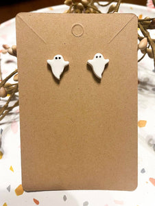 Mini Ghost Handmade Stud Clay Earrings