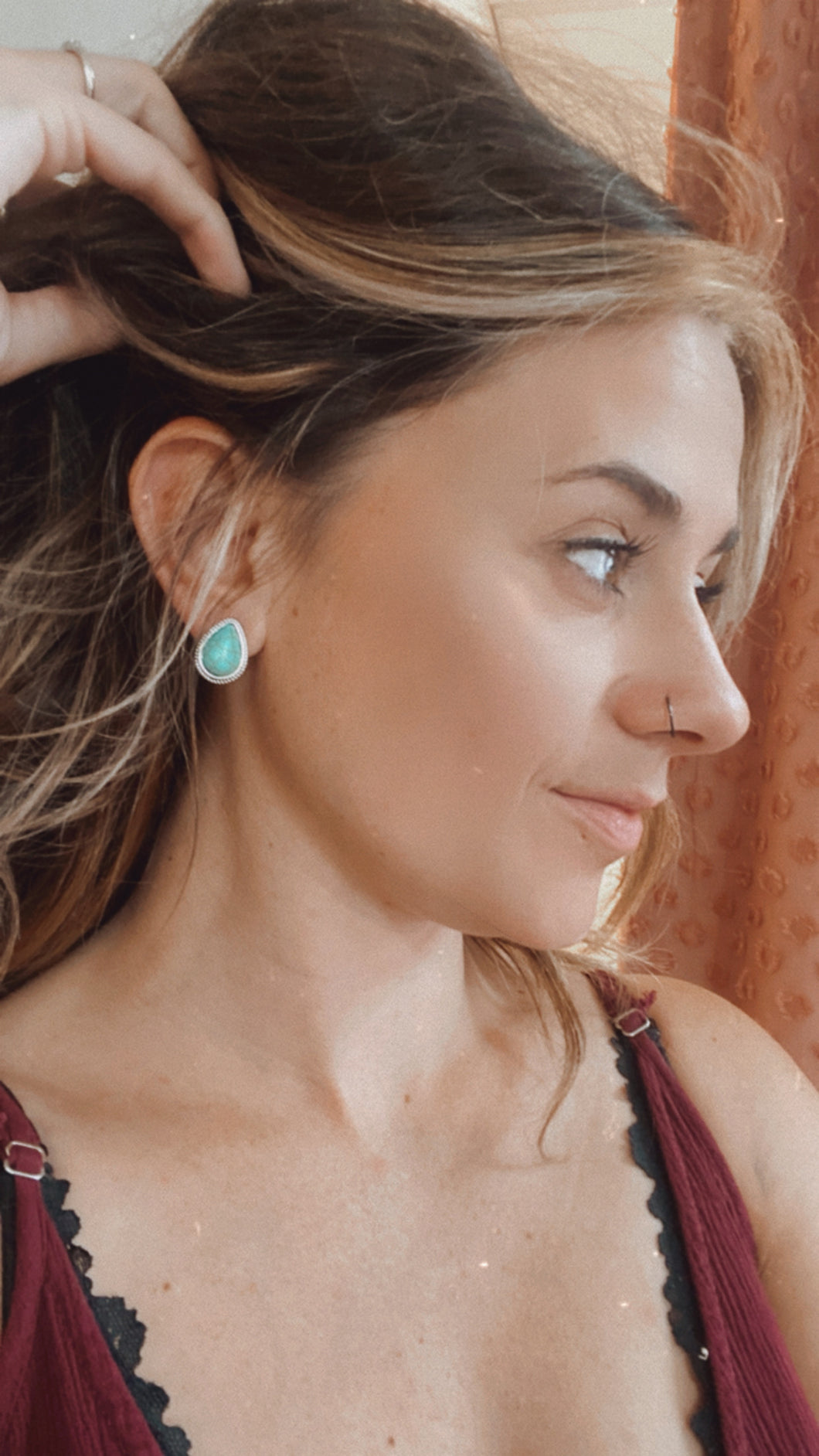 Pear shaped turquoise studs